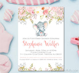 watercolor elephant invitation cards elegant floral style