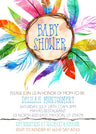 watercolor feather baby shower invitations