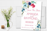 watercolor floral save the date cards romantic botanical design