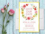 watercolor floral wedding save the dates cheerful botanical theme