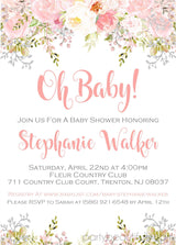 watercolor flower invitation cards blush pink botanical style