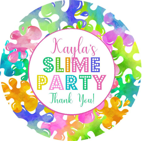 watercolor rainbow slime party sticker
