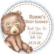 watercolor woodland bear baby shower sticker blue