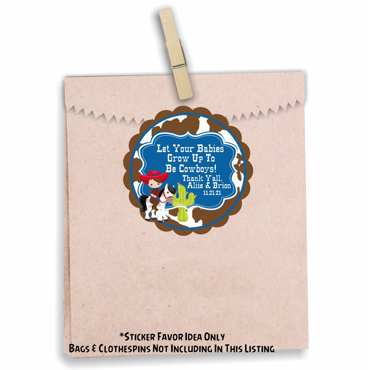 western baby shower favor label