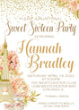 white gold paris invitation cards glamorous birthday celebration style