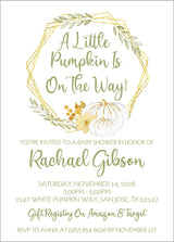 white pumpkin baby shower invitations neutral autumn design
