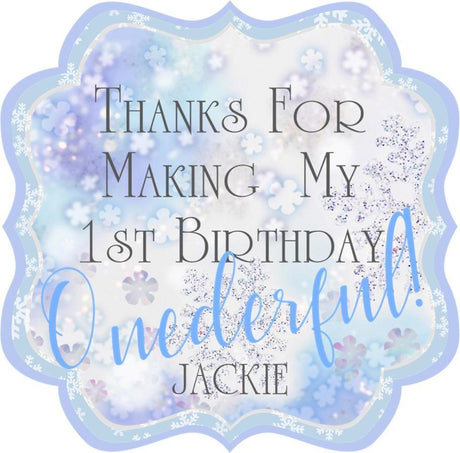 winter onederland snowflake birthday sticker design