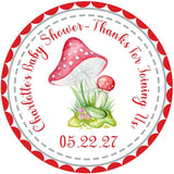 woodland baby shower favor label in red
