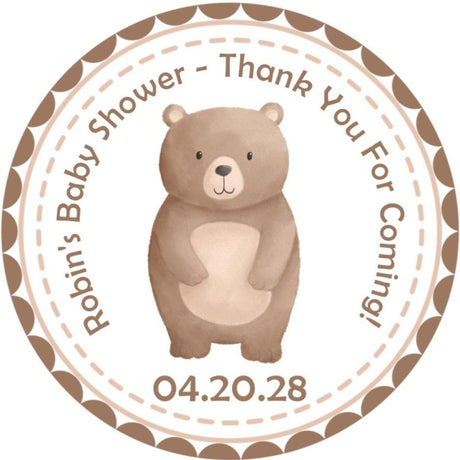 woodland bear baby shower sticker neutral