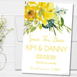 yellow floral save the date cards bright botanical wedding design