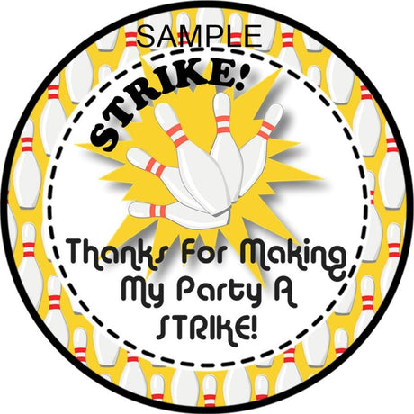 yellow pins bowling birthday stickers