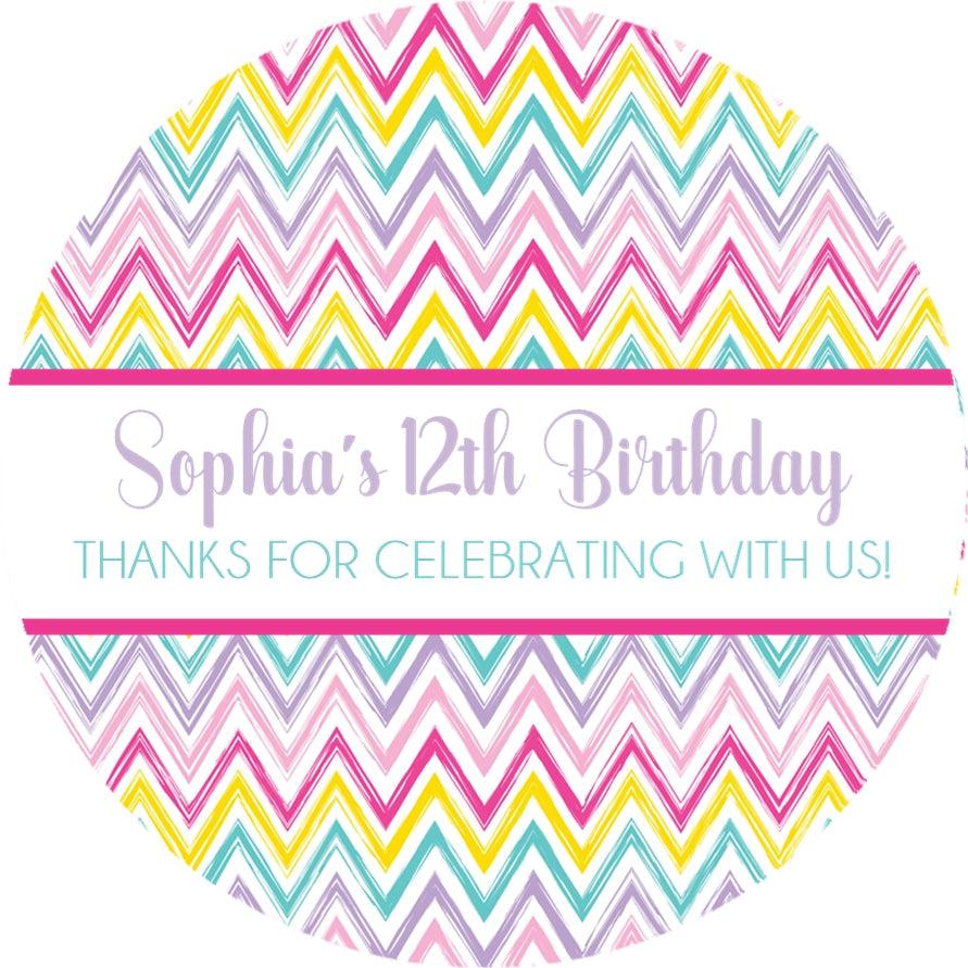 zigzag rainbow pattern party label