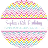 zigzag rainbow pattern party label